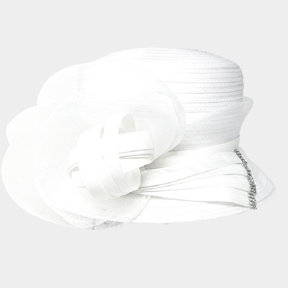 Bow Accented Flower Dressy Hat